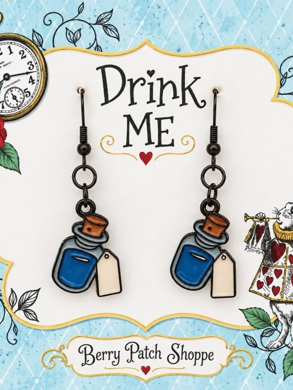 Alice in Wonderland "Drink me" Bottle Earrings